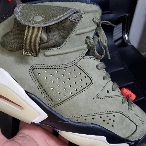 2019 air jordan retro 6 travis scott olive green size 10.5 no box worn rare